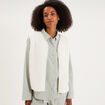 Gilet sans manches effet sherpa zipp&eacute; blanc femme