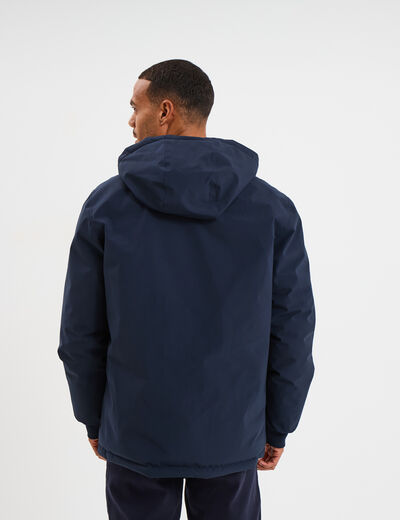 Blouson r&eacute;versible &agrave; capuche zipp&eacute; bleu marine homme
