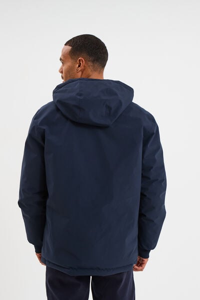 Blouson r&eacute;versible &agrave; capuche zipp&eacute; bleu marine homme