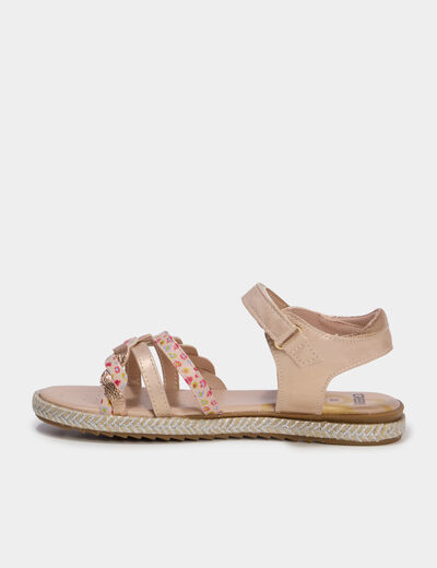 Sandales semelles effet corde jaune or fille