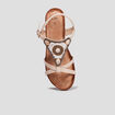 Sandales compensées bijoux et perles sable femme