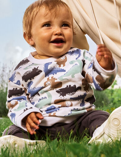 Ensemble de jogging 2 pi&egrave;ces ecru b&eacute;b&eacute; gar&ccedil;on