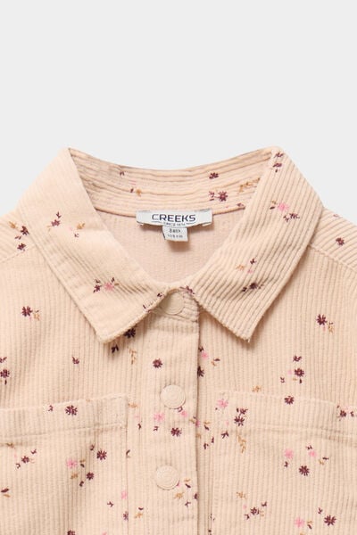 Robe courte effet velours c&ocirc;tel&eacute; coton ficelle fille
