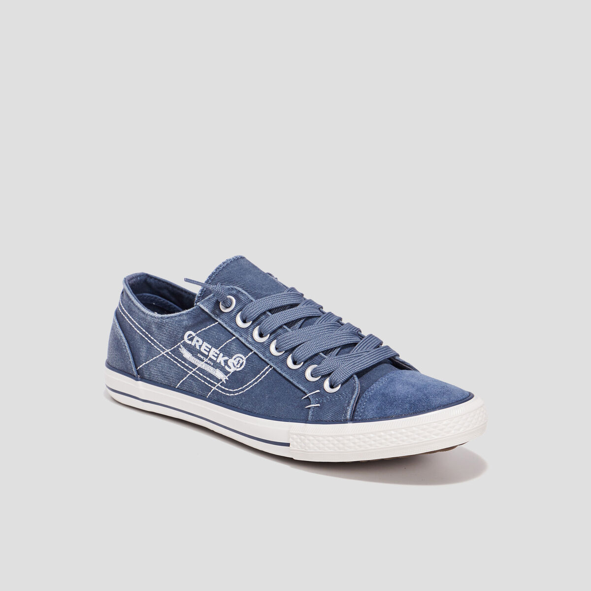 Tennis basses en toile &agrave; lacets bleu homme