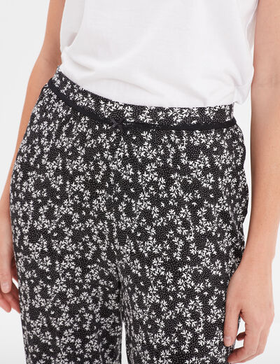Pantalon de pyjama droit fluide noir femme