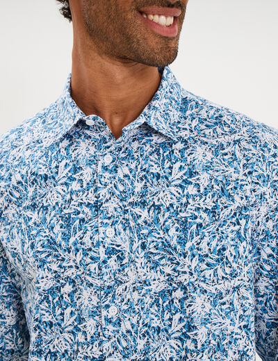 Chemise ajust&eacute;e manches longues bleu homme