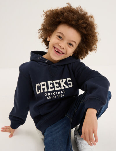 Sweat hoodie oversize à capuche bleu marine garçon