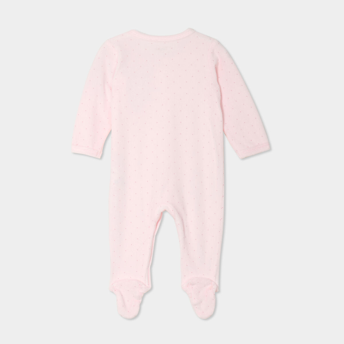 Dors-bien effet velours manches longues rose clair bébé fille