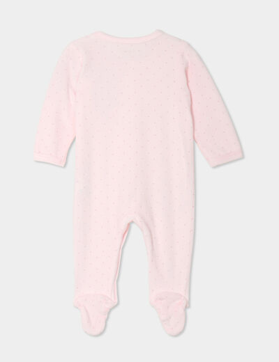Dors-bien effet velours manches longues rose clair bébé fille