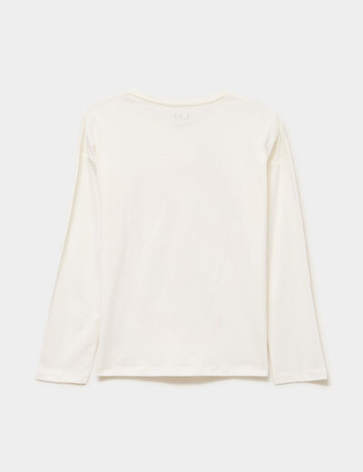 T-shirt manches longues coton ivoire fille