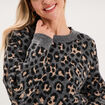 Pull col rond &agrave; manches longues gris moyen femme