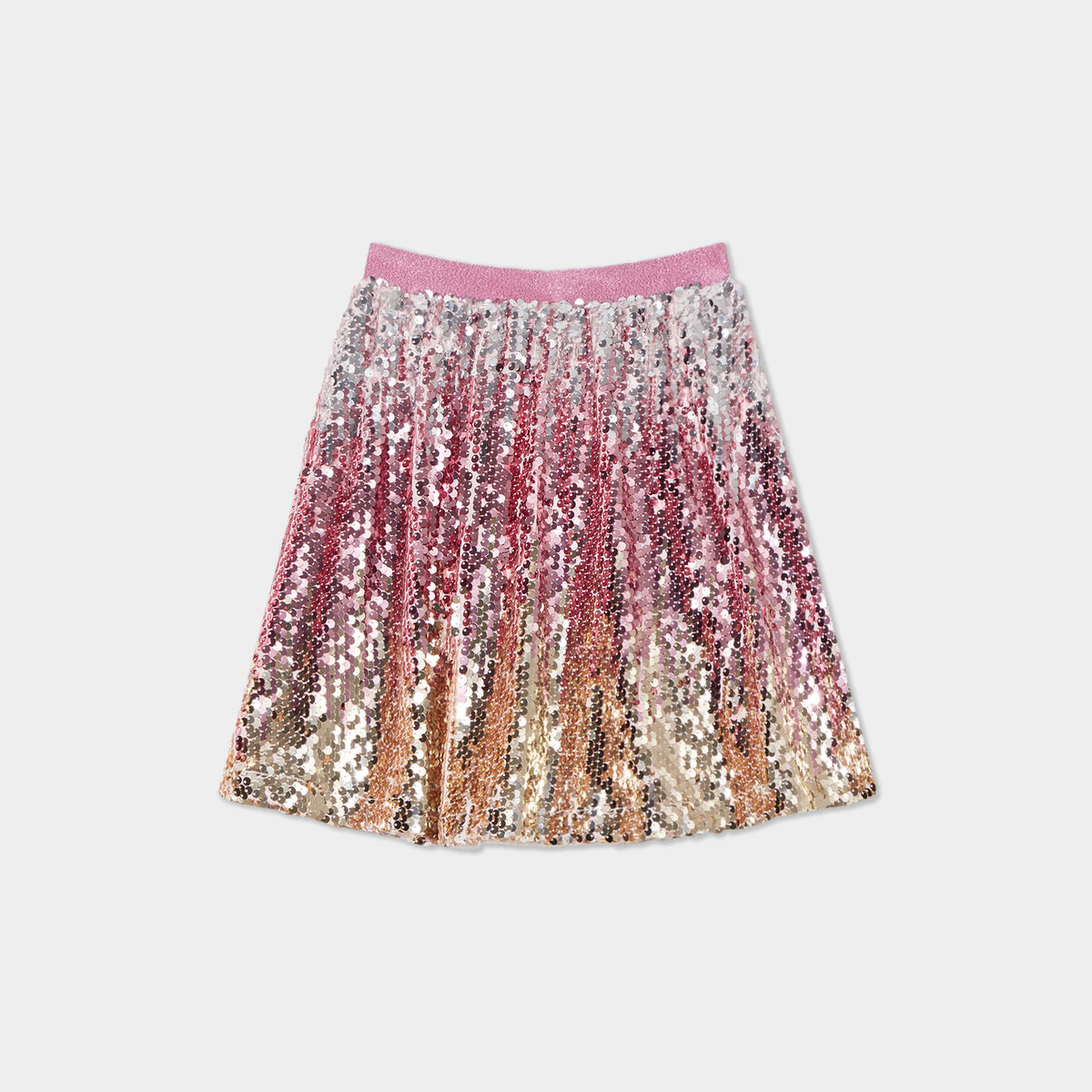 Jupe courte à sequins rose clair fille