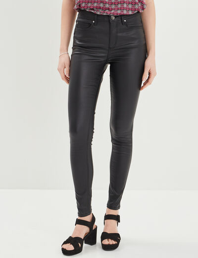 Pantalon enduit skinny push up noir femme