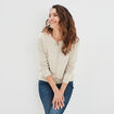 Gilet manches longues boutonné col rond sable femme