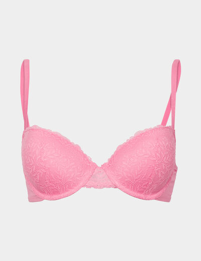 Soutien-gorge push up micro dentelle rose femme