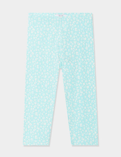 Legging 3/4 élastiqué coton bleu clair fille