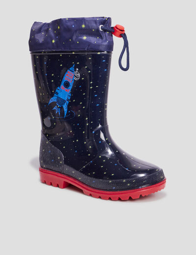 Bottes de pluie à coulisse bleu marine garçon