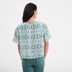 Blouse manches courtes détail noeud vert foncé femme