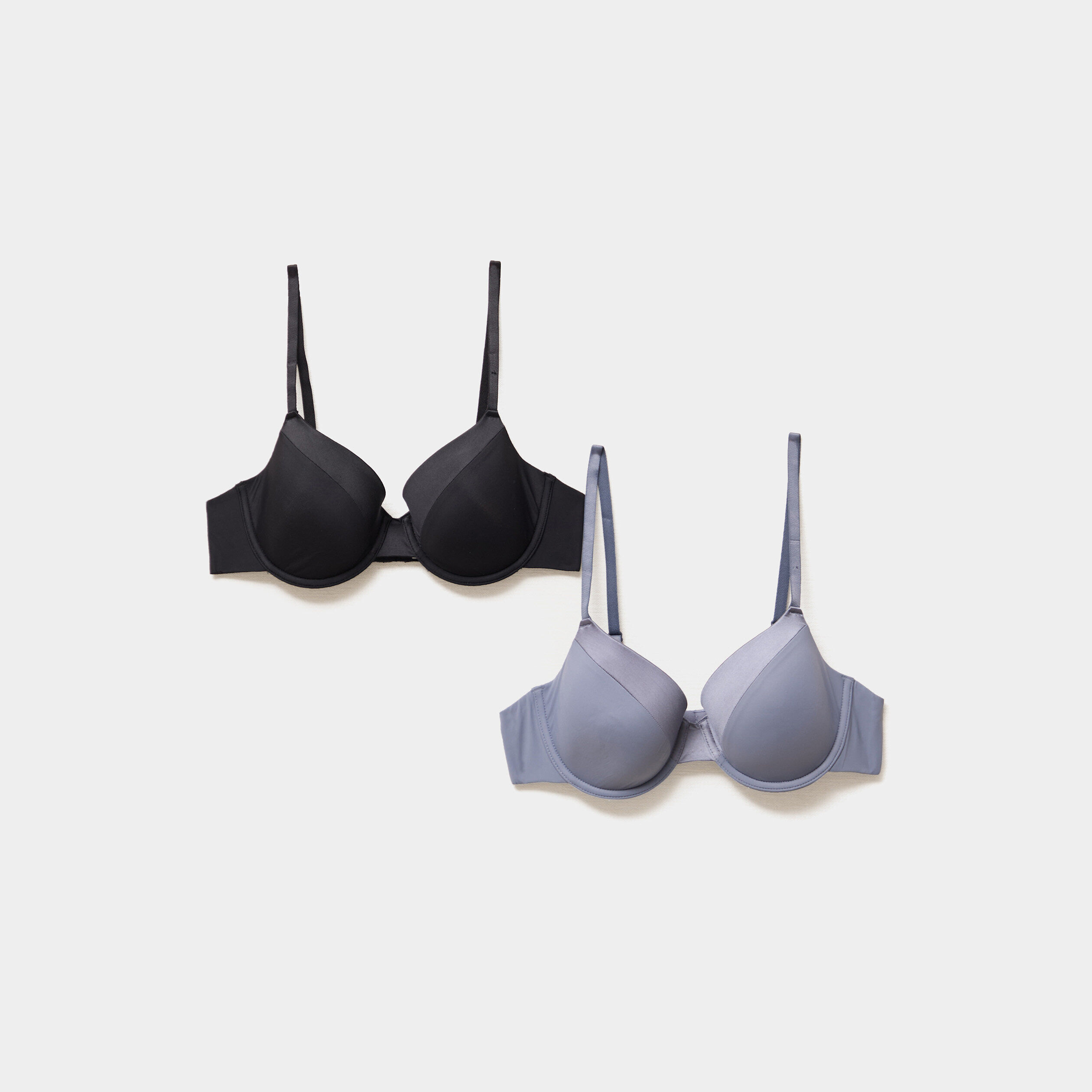 Lot 2 soutiens-gorge emboîtant paddés bleu gris femme LH