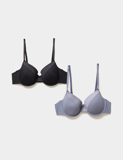 Lot 2 soutiens-gorge emboîtant paddés bleu gris femme