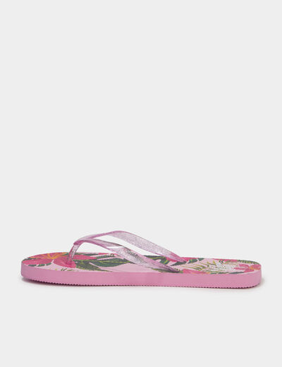 Tongs entredoigts &agrave; paillettes rose femme