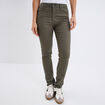 Pantalon slim stretch vert kaki femme
