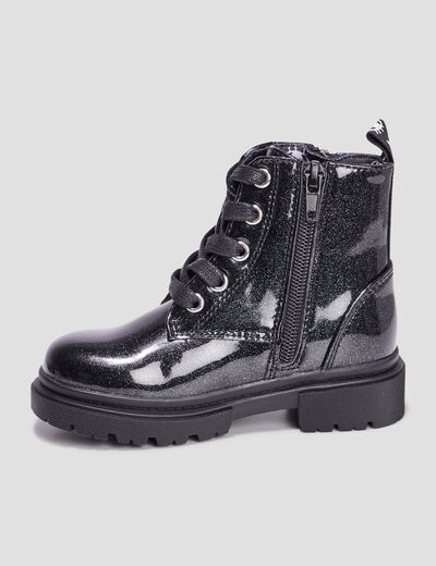 Bottines crantées à paillettes noir fille