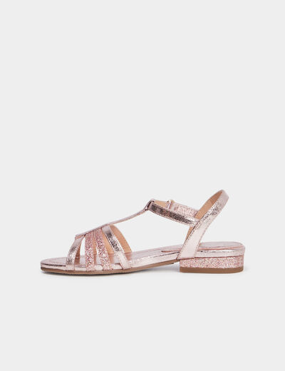 Sandales irisées à paillettes rose fille