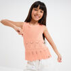 Débardeur tricot ajouré coton rose saumon fille