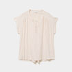 Blouse col en V manches courtes beige femme grande taille