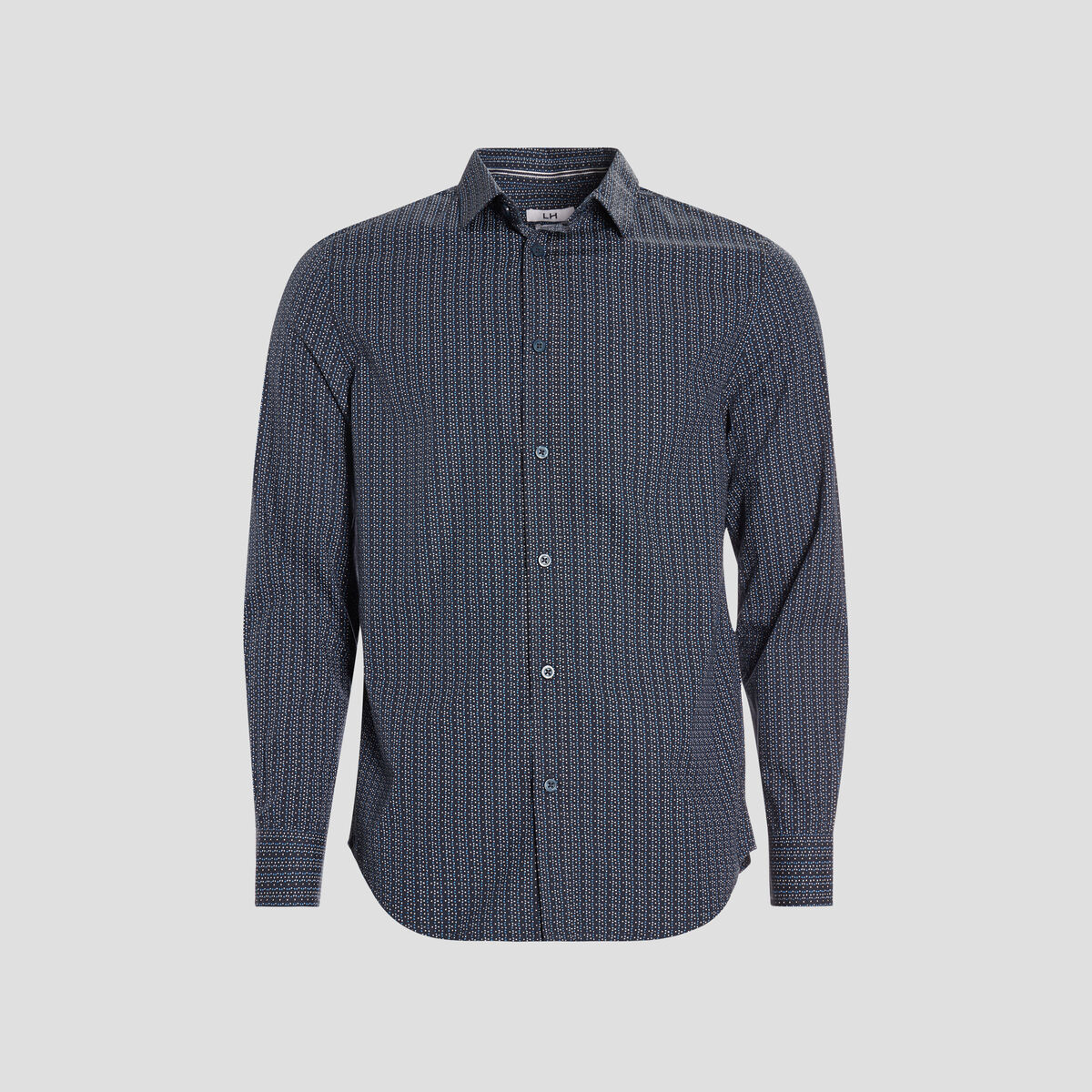 Chemise droite imprimée manches longues bleu homme