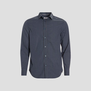 chemise droite imprimee manches longues bleu homme Chemise droite imprimée manches longues bleu homme