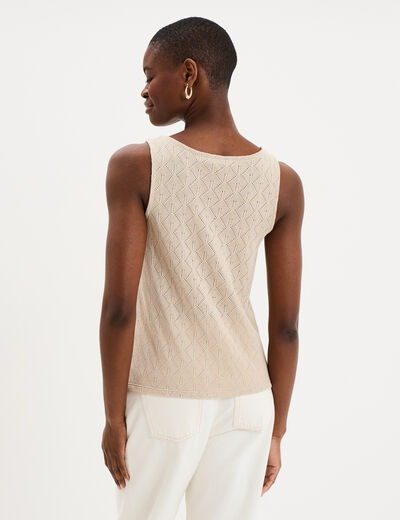 D&eacute;bardeur d&eacute;tails ajour&eacute;s beige femme