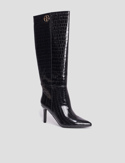 Bottes vernies croco Mosquitos noir femme