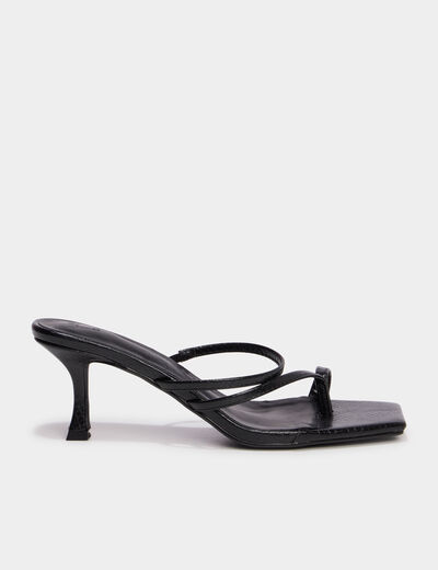 Mules &agrave; talons kitten heels noir femme
