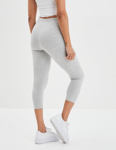 Legging 7/8ème taille élastiquée gris clair femme