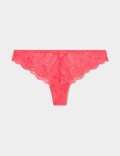 Tanga en dentelle rouge femme