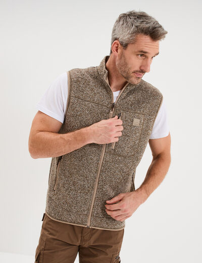 Gilet sans manches col montant marron homme