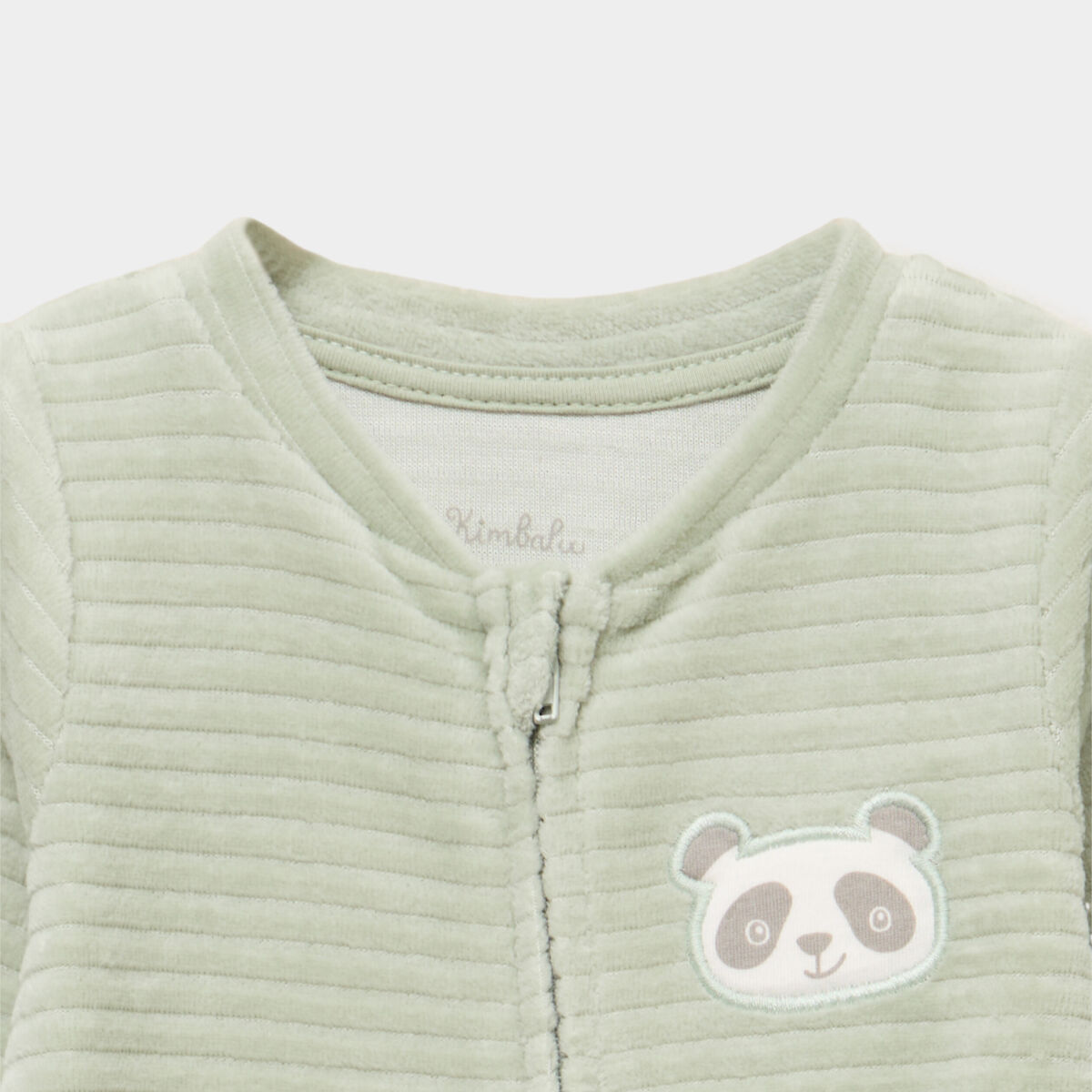 Dors-bien velours zipp&eacute; manches longues vert pastel b&eacute;b&eacute;