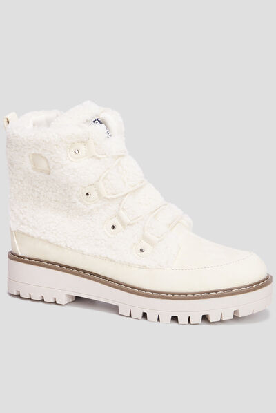 Bottines imitation fourrure Creeks blanc femme