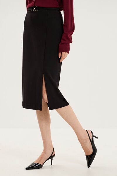 Jupe cintr&eacute;e taille &eacute;lastiqu&eacute;e noir femme