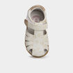 Sandales en cuir fermeture &agrave; scratchs blanc b&eacute;b&eacute; fille