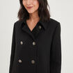 Caban boutonné mi-long noir femme