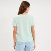 T-shirt manches courtes col en V coton vert clair femme