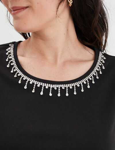 T-shirt col bijoux Mosquitos noir femme