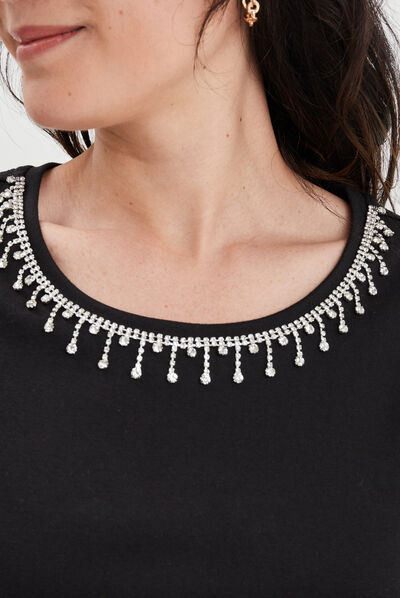 T-shirt col bijoux Mosquitos noir femme