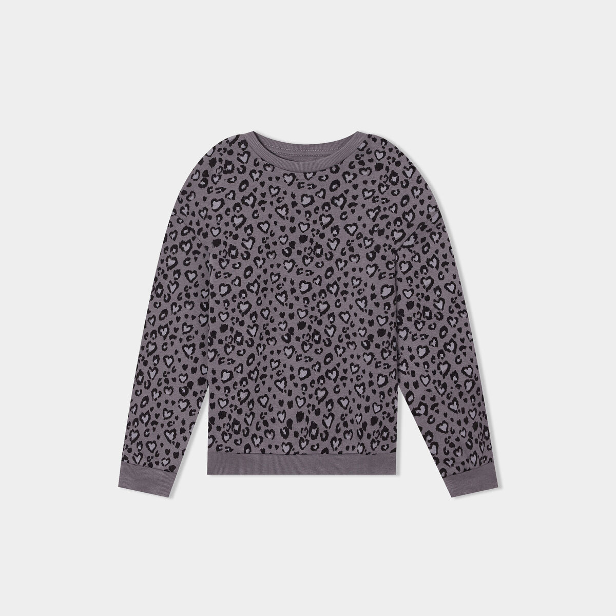 Sweat col rond manches longues gris foncé fille