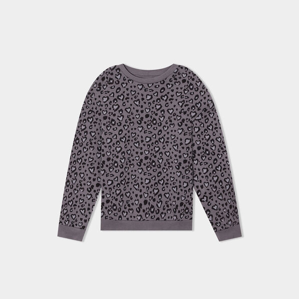 Sweat col rond manches longues gris foncé fille