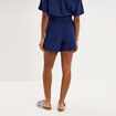 Short paperbag lin m&eacute;lang&eacute; bleu fonc&eacute; femme