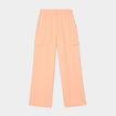 Pantalon large lin mélangé ceinturé rose saumon fille